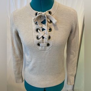 ETCETERA Light Taupe Criss Cross Sweater